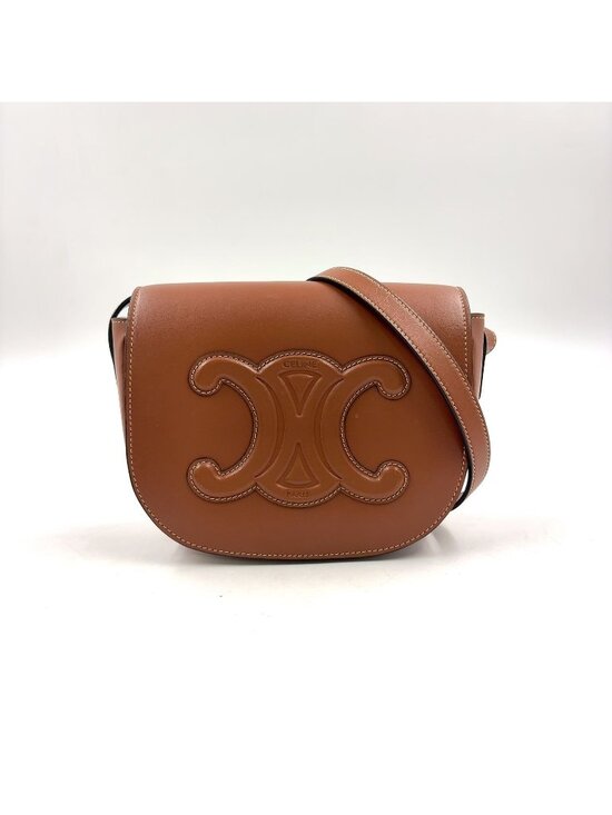 Celine Handbags - Celine Folco Cuir Triomphe Leather Brown Shoulder Bag Gold